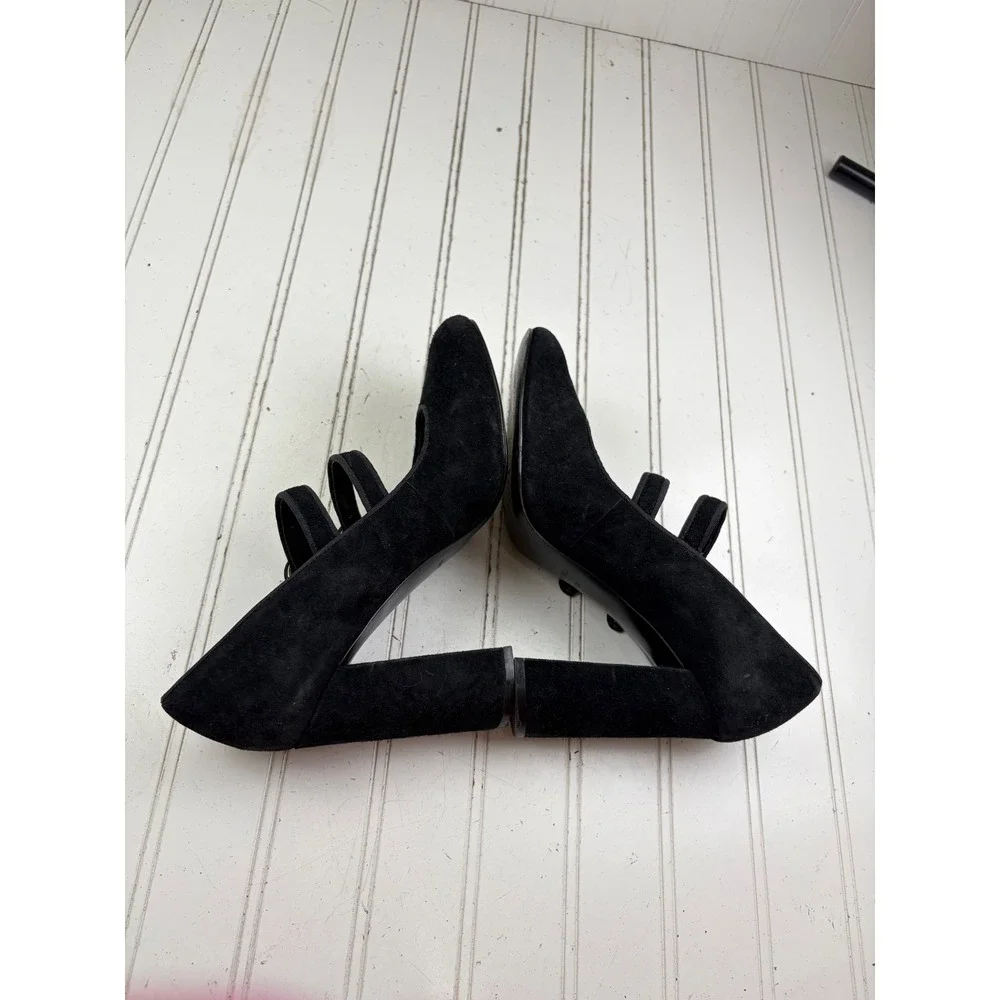 Nine West Vintage Y2K Black Suede Double Strap Mary Jane Heels Women's Size 8.5